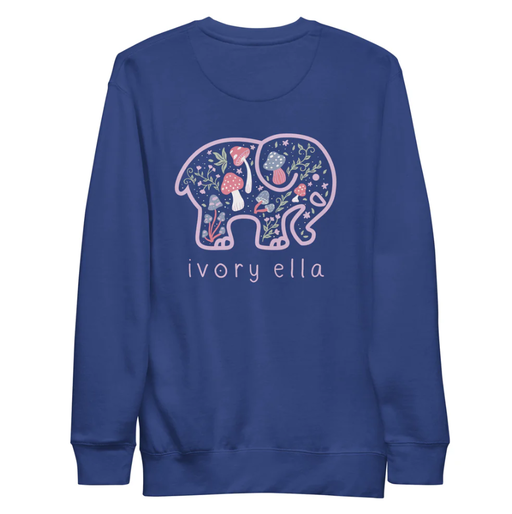 An image of Ivory Ella mushroom forest unisex premium sweatshirt