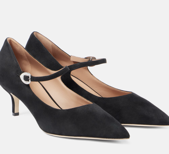 A close up of a pair of Tabitha Simmons shoes in black