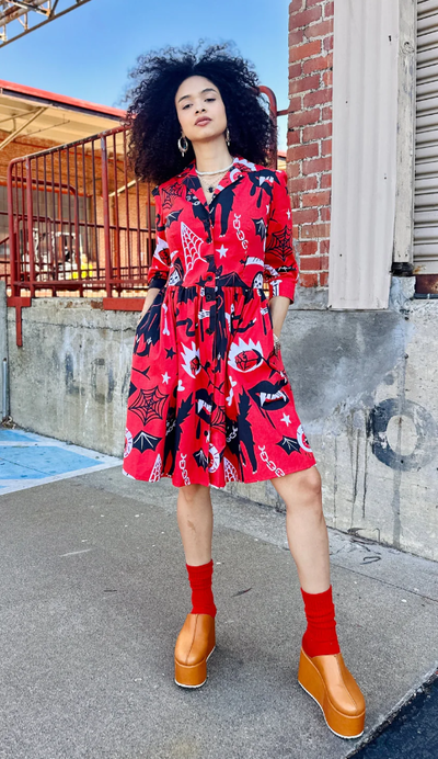 A woman wearing nooworks betty pippa dress