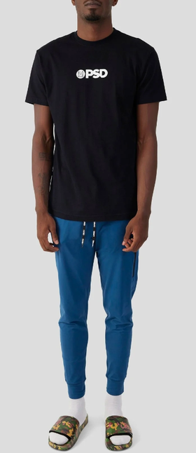 A man wearing PSD Underwear core logo tee - black