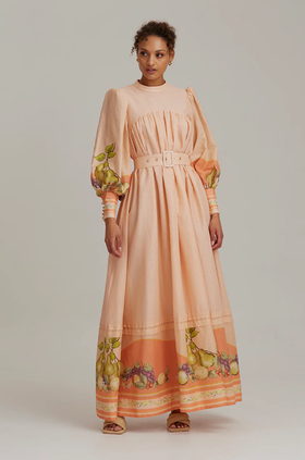 A woman wearing Keepsake The Label frutta ls midi dress