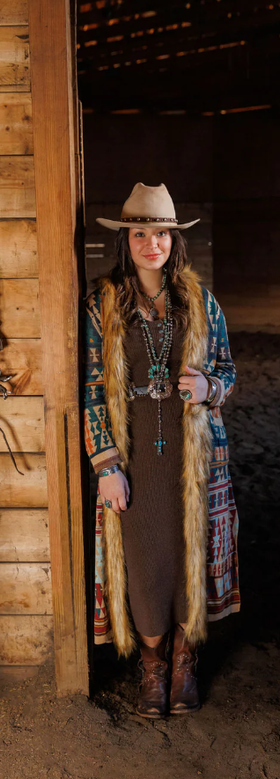 A woman wearing Tasha Polizzi connie dress