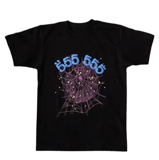 An image of sp5der 555555 angel number t shirt
