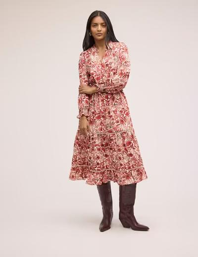 A woman wearing Sam Edelman maya midi dress