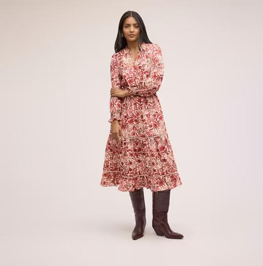 A woman wearing Sam Edelman​ maya midi dress
