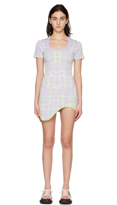 A woman wearing PH5 purple dexter minidress