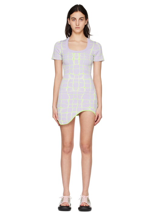A woman wearing PH5 purple dexter minidress