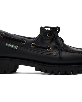 An image of Sebago black ranger moc soft loafers