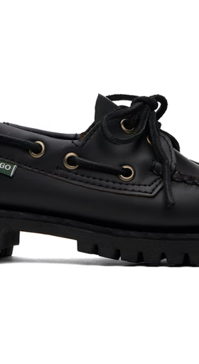 An image of Sebago black ranger moc soft loafers