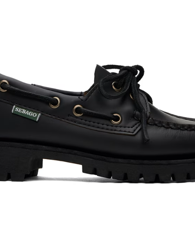 An image of Sebago black ranger moc soft loafers