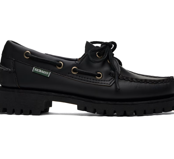 An image of Sebago black ranger moc soft loafers