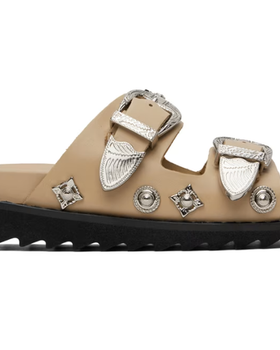 An image of Toga Pulla ssense exclusive beige buckle sandals