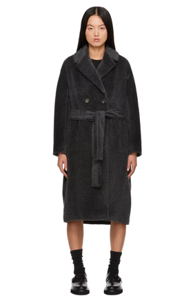 A woman wearing S Max Mara gray zaire coat