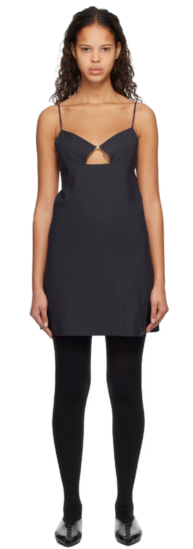 A woman wearing System navy cutout minidress