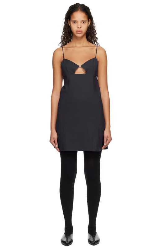 A woman wearing System navy cutout minidress