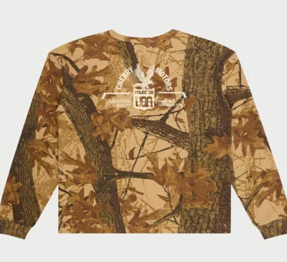 An image of Cherry LA boxy thermal long sleeve (mossy oak camo)