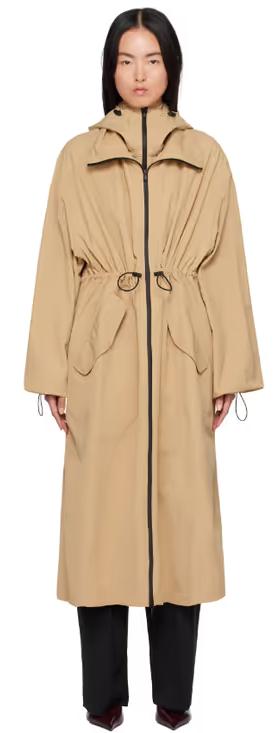A woman wearing WARDROBE.NYC beige rosie huntington-whiteley edition rhw anorak