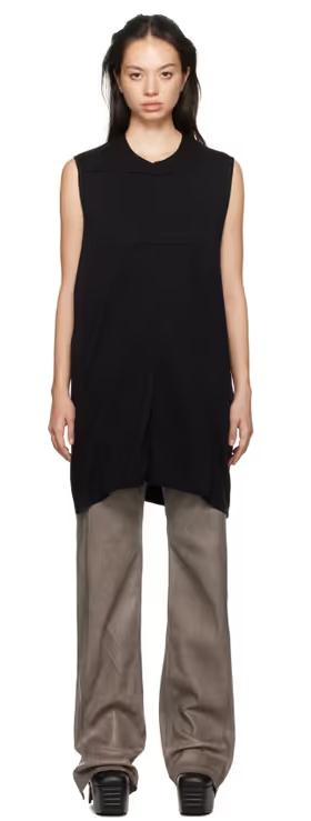 A woman wearing Rick Owens DRKSHDW black luxor sl tank top