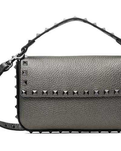 An image of Valentino Garavani gunmetal mini calf leather studs bag