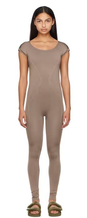 A woman wearing Prism² taupe enlightened unitard