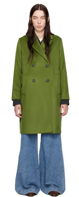 A woman wearing Weekend Max Mara green zum coat