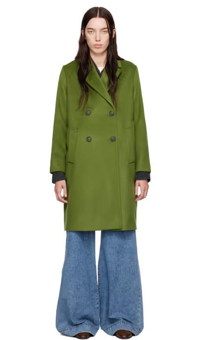 A woman wearing Weekend Max Mara green zum coat
