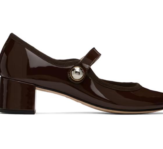 An image of Repetto brown fabienne mary jane heels