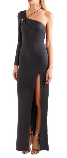 A woman wearing Cushnie long dresses