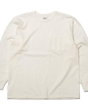 An off-white Allevol long-sleeve pocket T-shirt on a plain background