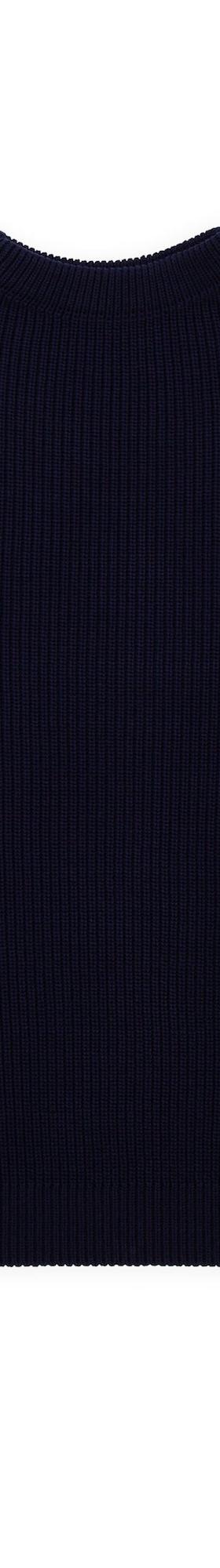 A navy Andersen-Andersen heavyweight rib-knit sailor sweater on a plain white background