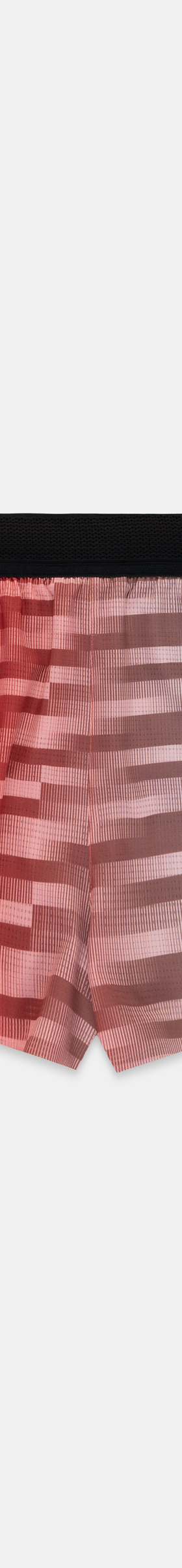Bandit Running split shorts in a red-to-white gradient stripe print with a black waistband