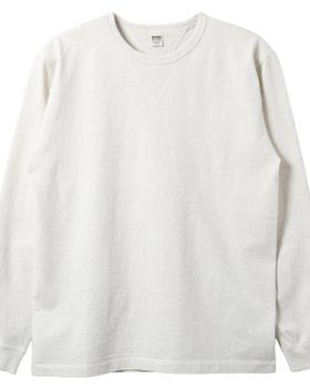 An off-white loopwheel-knit long sleeve tee by BARNS OUTFITTERS on a plain background