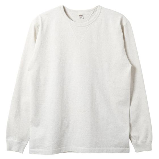 An off-white loopwheel-knit long sleeve tee by BARNS OUTFITTERS on a plain background