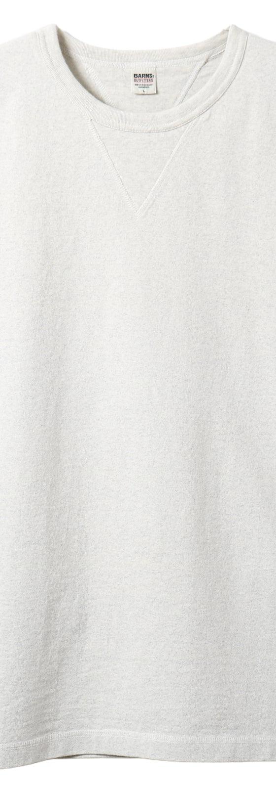 An off-white loopwheel-knit long sleeve tee by BARNS OUTFITTERS on a plain background