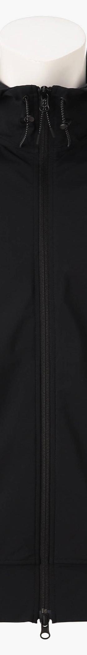 A black BRIEFING zip-up hooded jacket shown on a mannequin