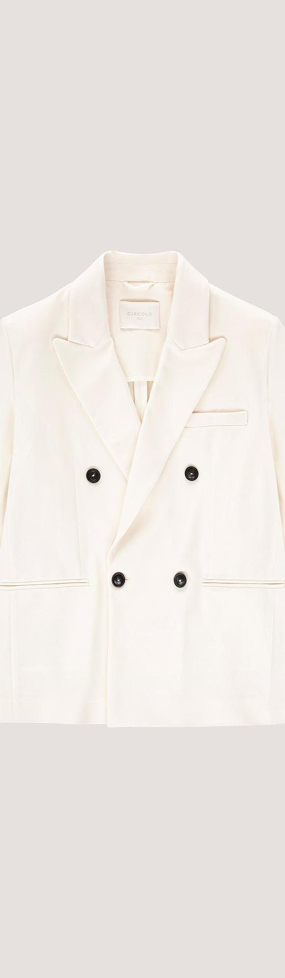 A cream double-breasted Circolo 1901 jersey blazer on a plain background