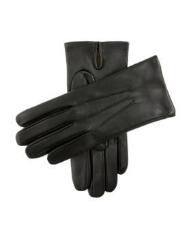 A pair of black Dents cashmere-lined leather gloves on a white background