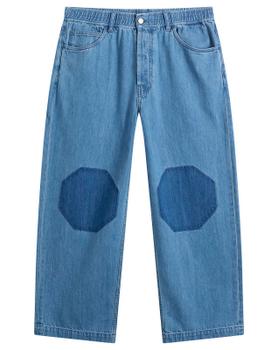 Light blue EBIT™ wide-leg jeans with contrast octagonal knee patches