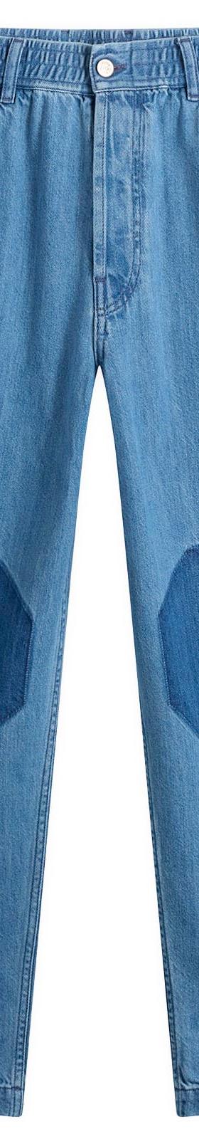 Light blue EBIT™ wide-leg jeans with contrast octagonal knee patches