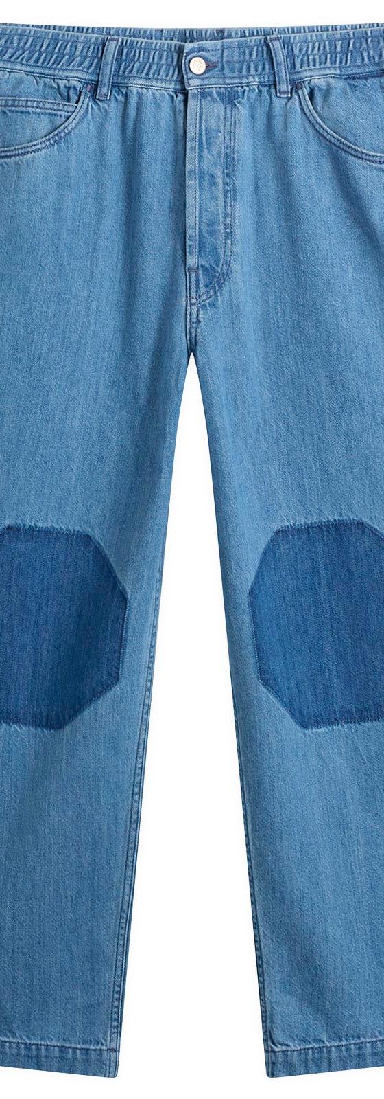 Light blue EBIT™ wide-leg jeans with contrast octagonal knee patches