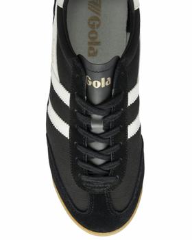 A black-and-white Gola Tornado men's trainer seen from above