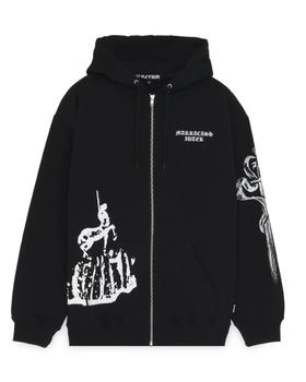A black IUTER x Marracash zip-up hoodie with white graphic prints