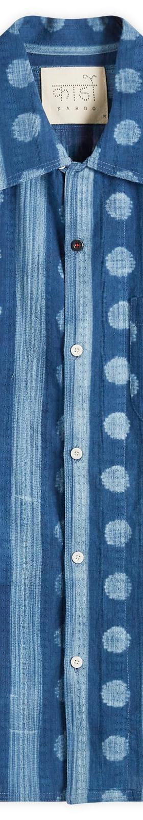 An indigo block-printed Kardo camp collar shirt