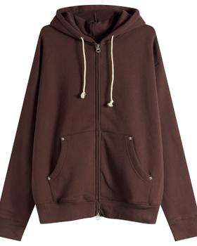 A brown Larriet zip-through hooded sweatshirt