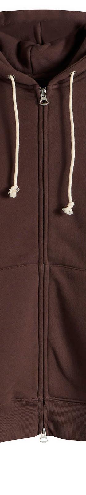 A brown Larriet zip-through hooded sweatshirt