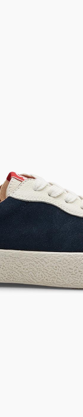 A navy suede Last Resort AB VM001 vulcanised skate shoe with cream sole