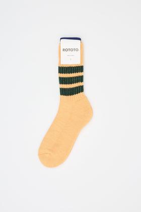 Orange RoToTo socks with green stripes