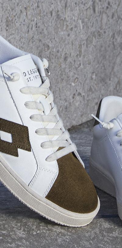 Lotto white leather sneakers with olive suede detailing