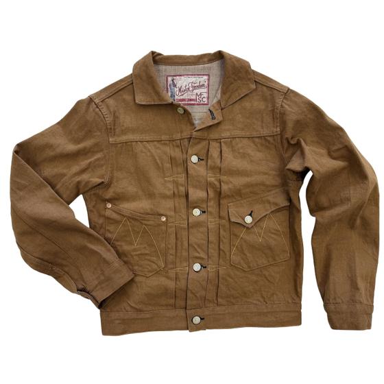 A brown canvas Mister Freedom ranch jacket photographed on a white background