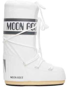 A white Moon Boot Icon nylon snow boot with laces